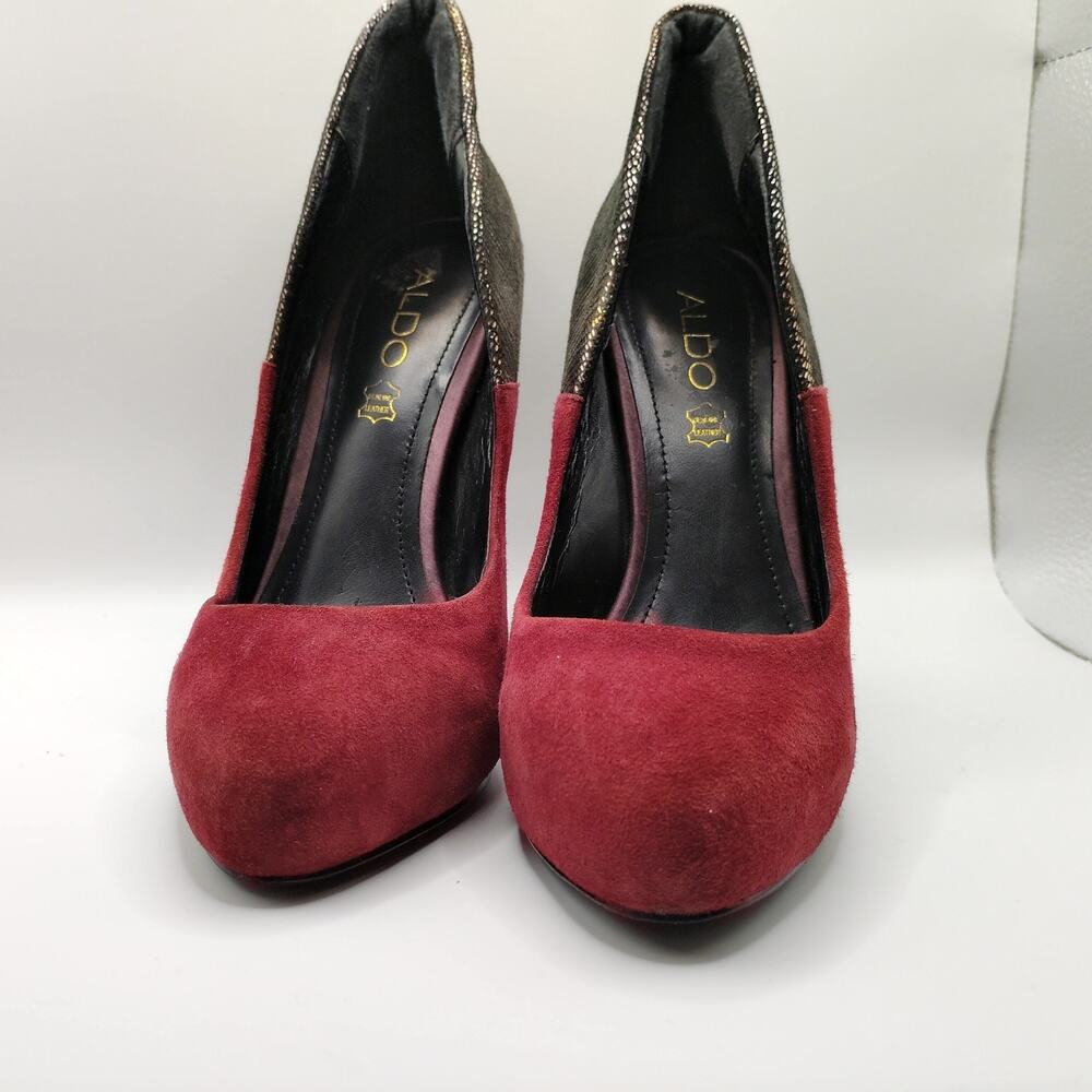 Aldo Women's Burgundy Suede Stiletto Heels Pumps Red Size 7.5 Party Dress